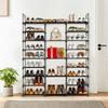 9 Tiers Shoe Rack Storage Organizer Metal Shoe Rack With Side Hooks 50 Pairs Stackable 3 Rows Shoes Shelf Storage For Entryway