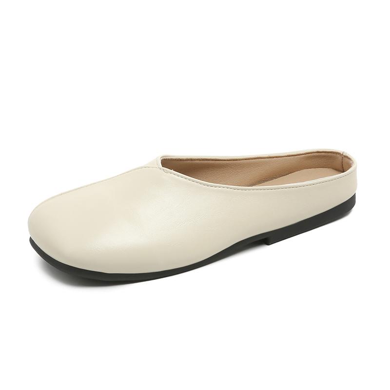 Fashion Korean Version of Square-toed Baotou Half-slippers for Women To Wear In Summer 2025 Spring New Retro Flat-bottomed Cool Mop
