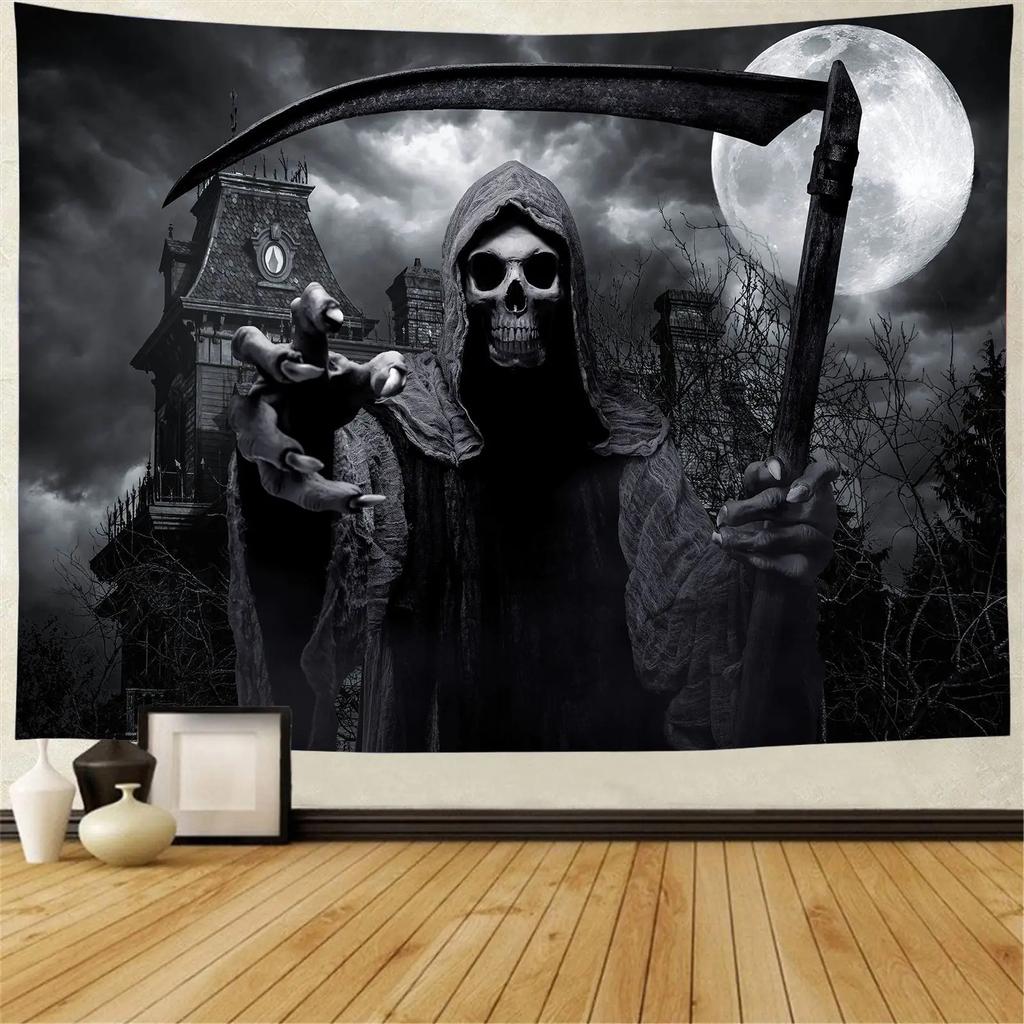 Boho Wicked Magic Castle Ghost Wall Rug Decor Devil Bedspread Cushion Halloween Pumpkin Lantern Wall Tapestry Tapiz
