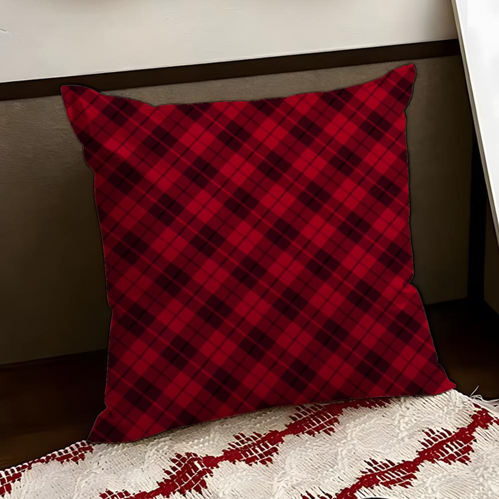 Christmas PPlaid Cushion Cover Reversible Soft Durable Pillow Cover Home  Car MultiScene Use for Daily Comfort