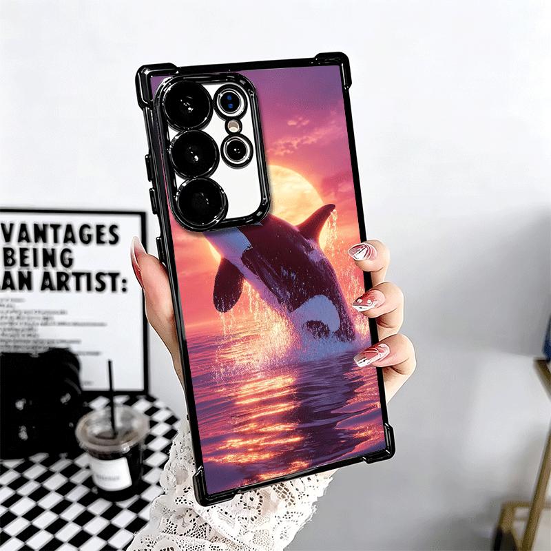 Orca Ocean Pattern Plating Phone Case For Samsung Galaxy S24 S25 FE S26 Edge S23 Ultra S22 S21 Plus S20 Anti-Fall Airabag Cover