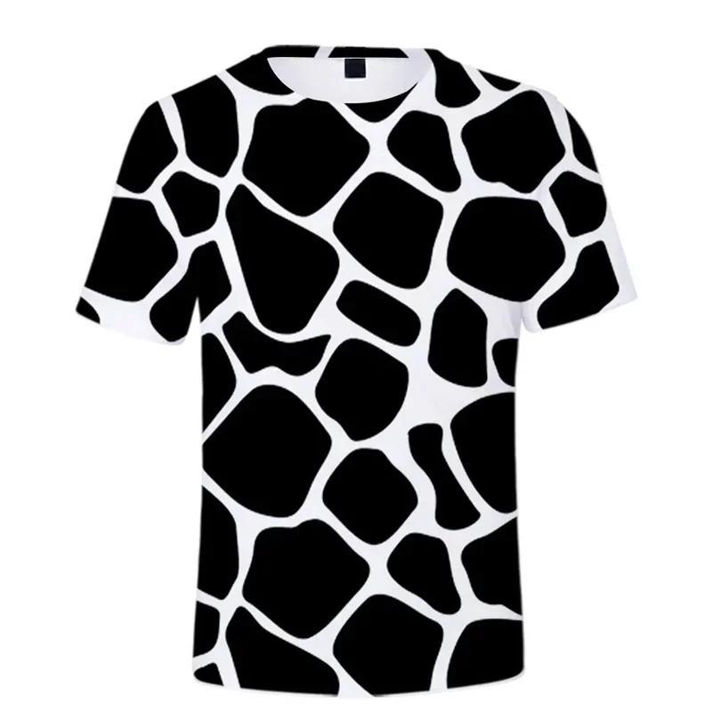 Camiseta Casual de Manga Curta Estampada 3D de Vaca Colorida Fofa para Crianças, Solta, Estilo Rua, Uso Diário, ao Ar Livre, Feriados, para Meninos e Meninas