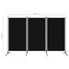 VidaXL Cloison de séparation 3 panneaux Noir 260x180 cm