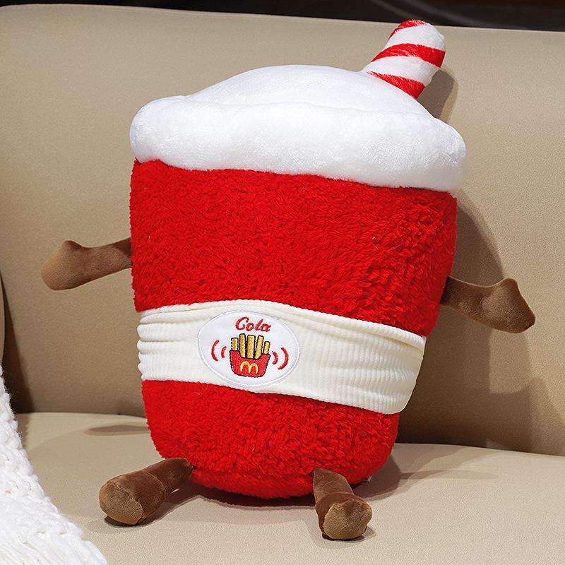 40~50cm Squishy Food Plush Pillow Down Cotton Hot Dog Corn Ice Cream Fried Chips Hamburger Tea Back Support Plushie Decor Gift
