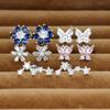 Vintage Gold Color Stainless Steel Butterfly Earrings for Women Zircon Cartilage Piercing Stud Earring Jewelry aretes de mujer