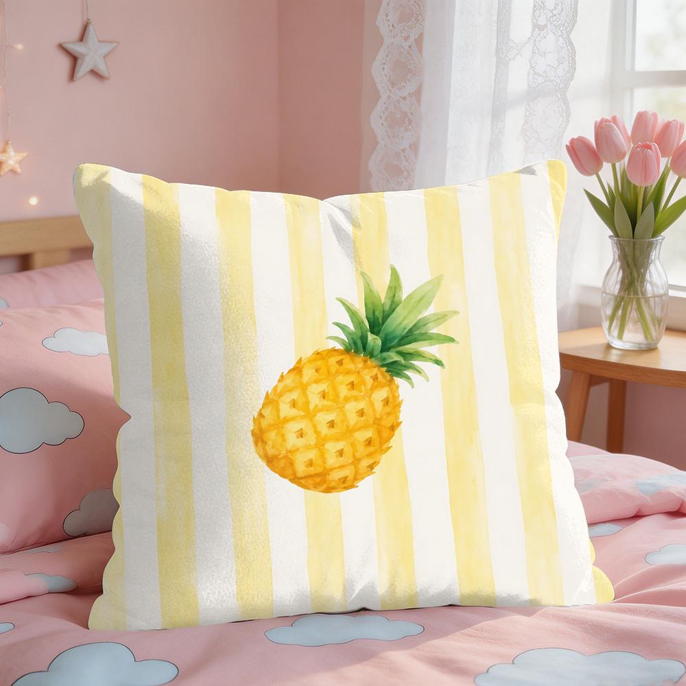 Simplicity Striped Lemons INS Cushion Cover Short Plush Pillow Case Room Sofa Cushion Covers Home Decor Funda