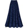 Women Retro Floral Print Skirt Elastic Waistband Solid Color Vintage Style for Wedding Party Banquet