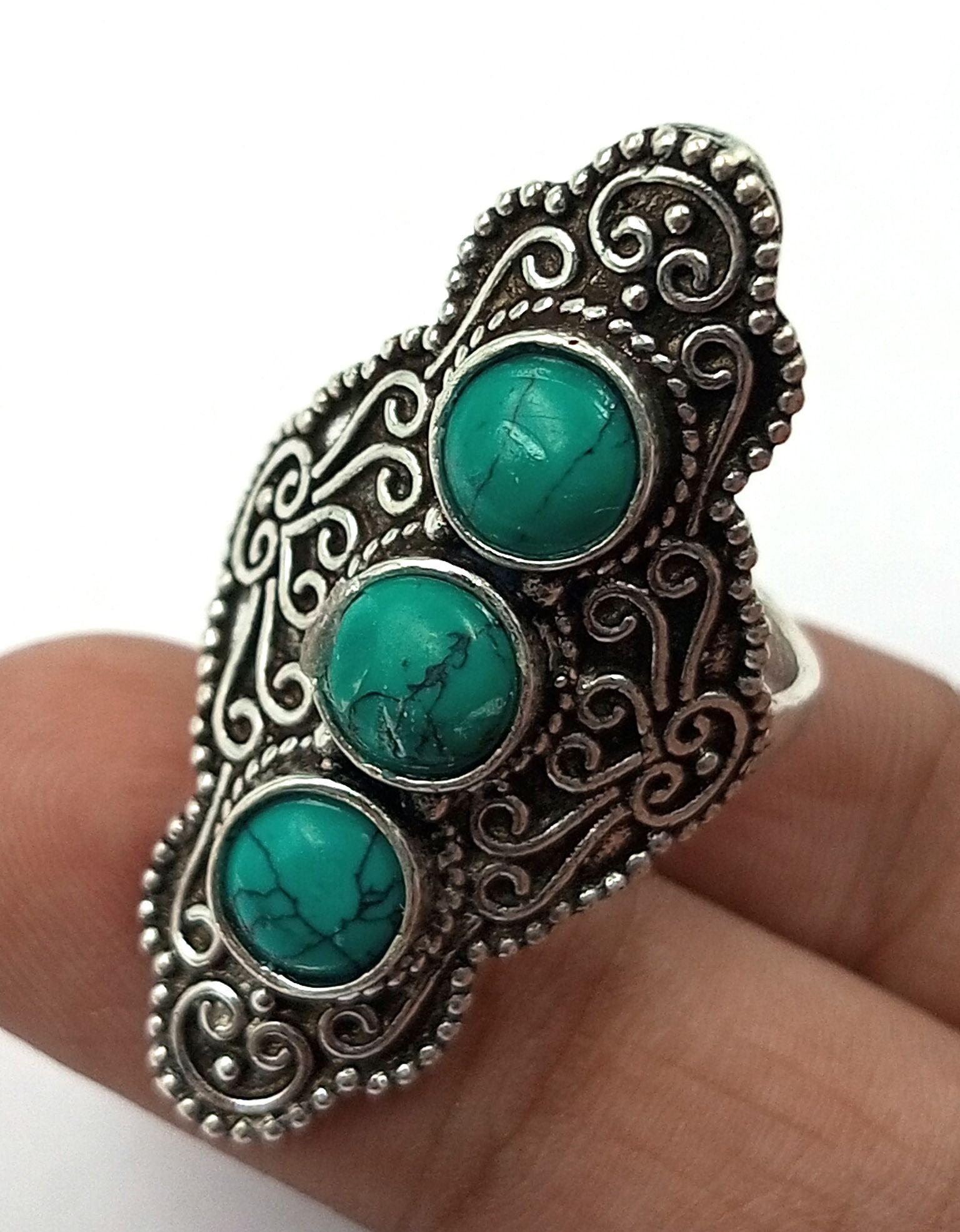 

Бирюзовый драгоценный камень Стерлинговое серебро 925 пробы с покрытием 1 шт. Кольцо chris-br239