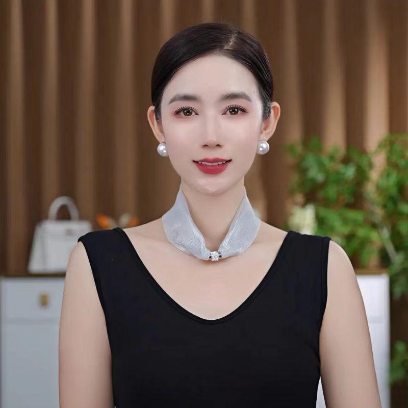 

Летняя мода, универсальный, красочный, защита шеи, магнитный шарф с присоской, универсальный, женский, повседневный, популярный в Интернете, короткий шарф 43*10cm