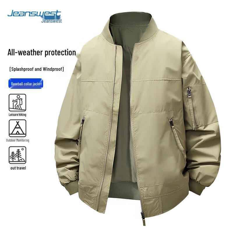 

JEANSWEST Men s Water-Repellent Baseball Collar Jacket L