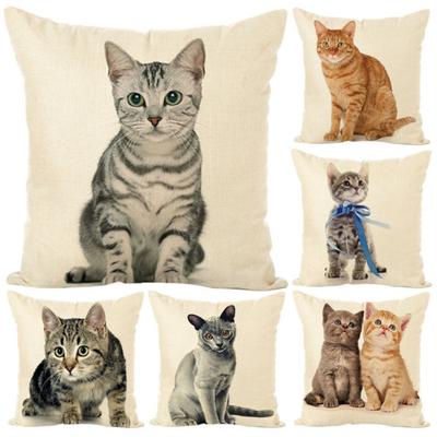 Talos Cute Cat Soft Linen Throw Pillow Case Cushion Cover Home Car Sofa Bed Decor