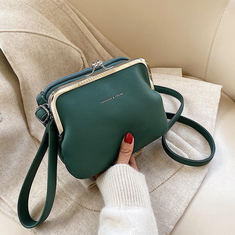 1 Stück Einfache einfarbige Umhängetasche Damen PU-Leder Crossbody-Tasche Mode Neue Clip-Umhängetasche Damenhandtasche Geldbörse