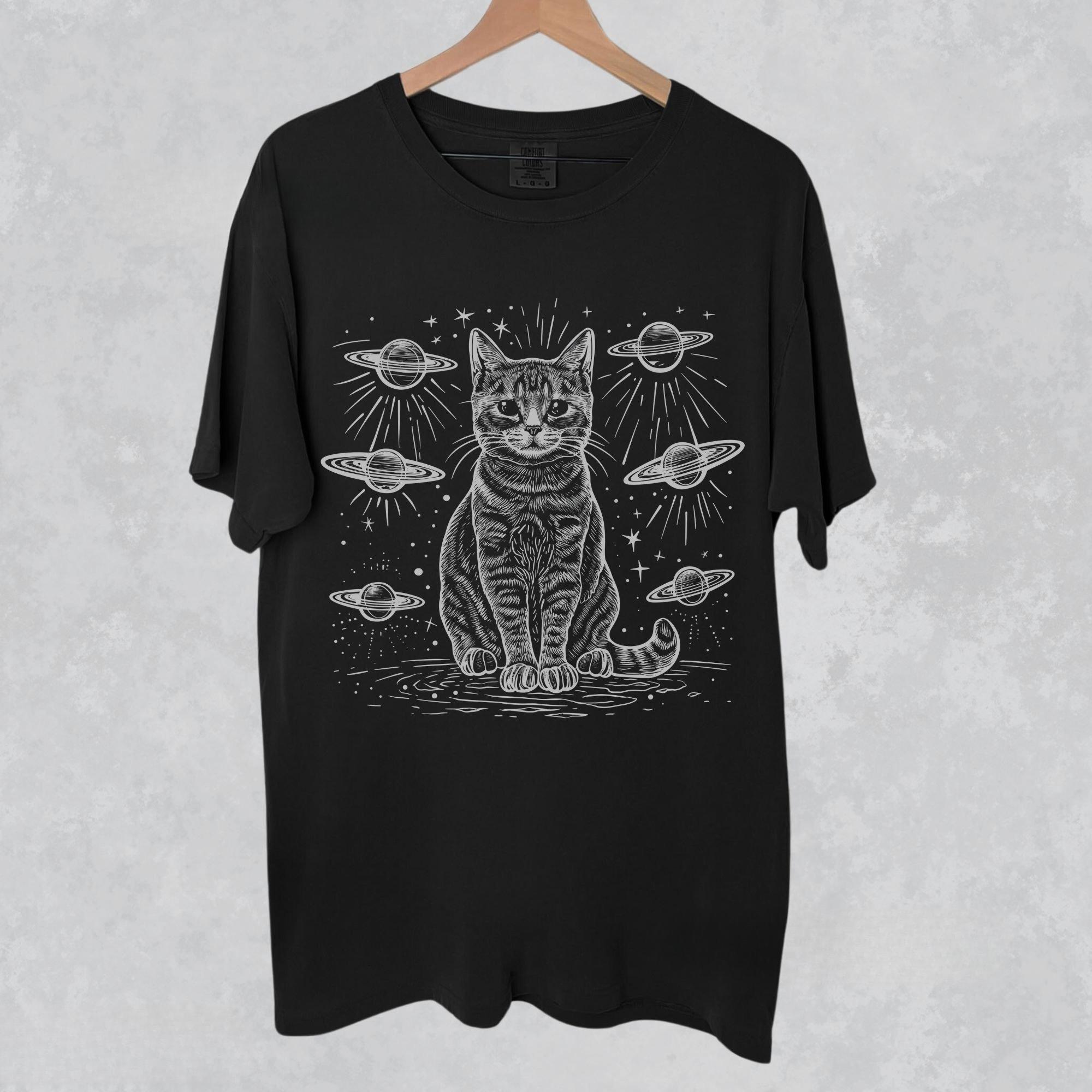 

Space Cat Pattern Printed Tshirt SpringSummer Womens New Fashion Trend Top Neutral Short Sleeve Comfortable Tshirt 4XL
