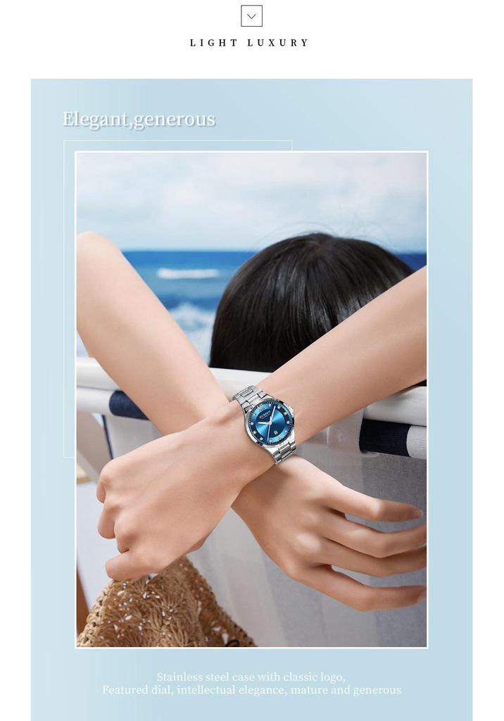 Orologio Curren 9107 da Donna alla Moda con Calendario e Cinturino in Acciaio Casual