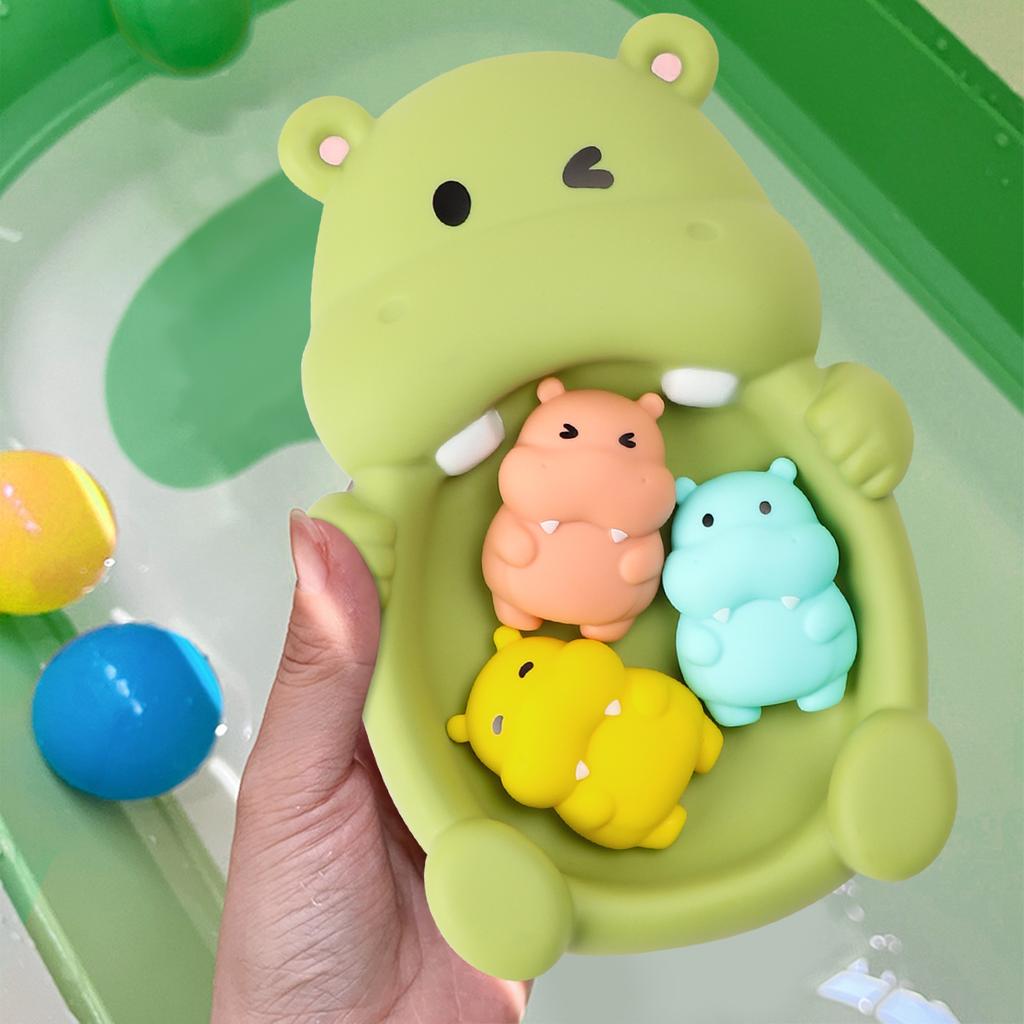 Non-Toxic 4 Pcs Baby Bathroom Floating Animal Sea Lion Hippopotamus Water Children Summer Swimming Pool Bath Toys For Gifts