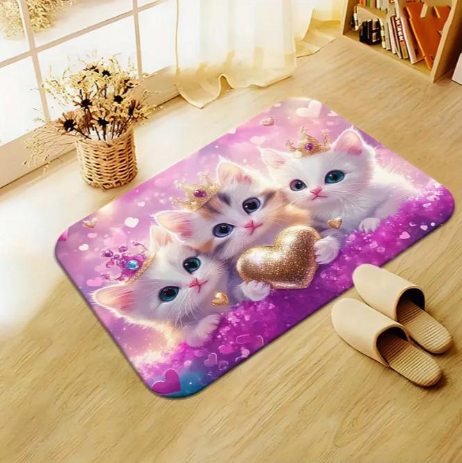 Colorful Cat Pattern Door Mat Suitable for Carpets Quick Drying Kitchen Mats Laundry Room or Garden Decoration Floor Mats
