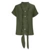 Women's Casual Short-Sleeve Cotton Linen Ruffled Button-Up Shirt