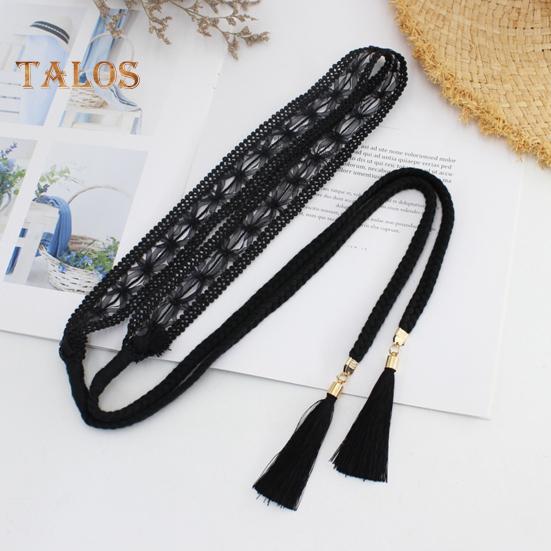 Kjolebelte for kvinner Flettet blonderdekorert duskende ende Midjebånd Ensfarget midjesnor Kostymetilbehør