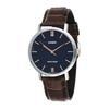 Casio MTP-VT01L-2B Heren Minimalistische Blauwe Wijzerplaat Bruine Leren Band Analoog Horloge, Zilver, OneSize, Analoog horloge met quartz uurwerk.