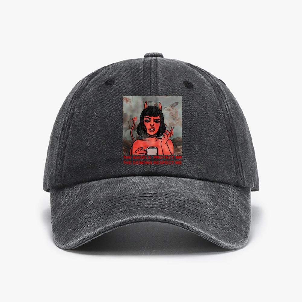 Devil And angel Stripes Washed denim Baseball Cap Fashion Distressed Retro Outdoor Adult Hunting hat