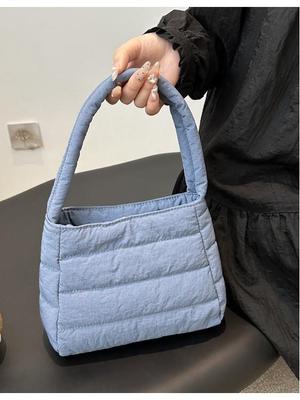 Borsa a Spalla in Cotone a Quadri da Donna - Borsa a Mano Trendy Stile Coreano Letterario 2025