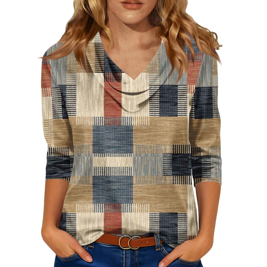 Kadınlar İçin Şık 3/4 Uzun Kollu Gömlekler İş Günlük Kıyafet Üstleri