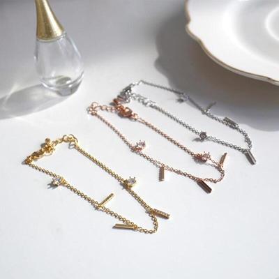 Prevo Rose Chain 3Type Silver Cubic Zirconia Bracelet Women's Gold
