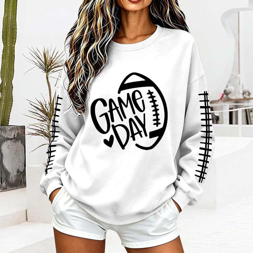 Unisex Fashion Printed Neck Long Sleeve Sweatshirt Casual Pullover