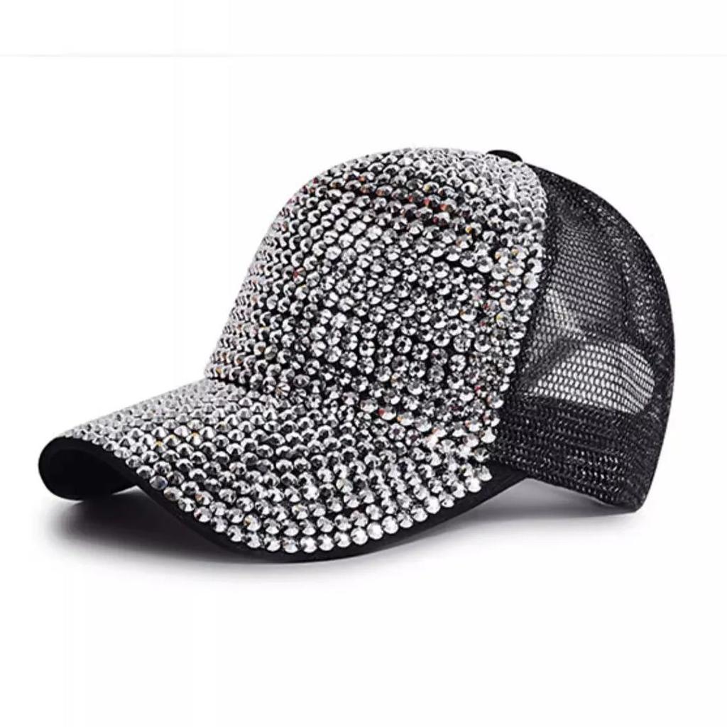 Baseball Cap Women Full Rhinestone Beads Mesh Cap Street Fashion Snapback Hats Casual Party Hip Hop Kpop Dance Cap Men Summer