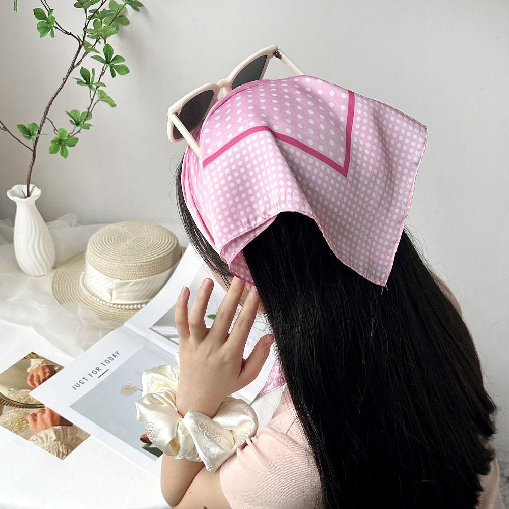 Printed Dot Print Scarf Colorful Polka Dot Silk Scarf Simple Hair Scarf Female