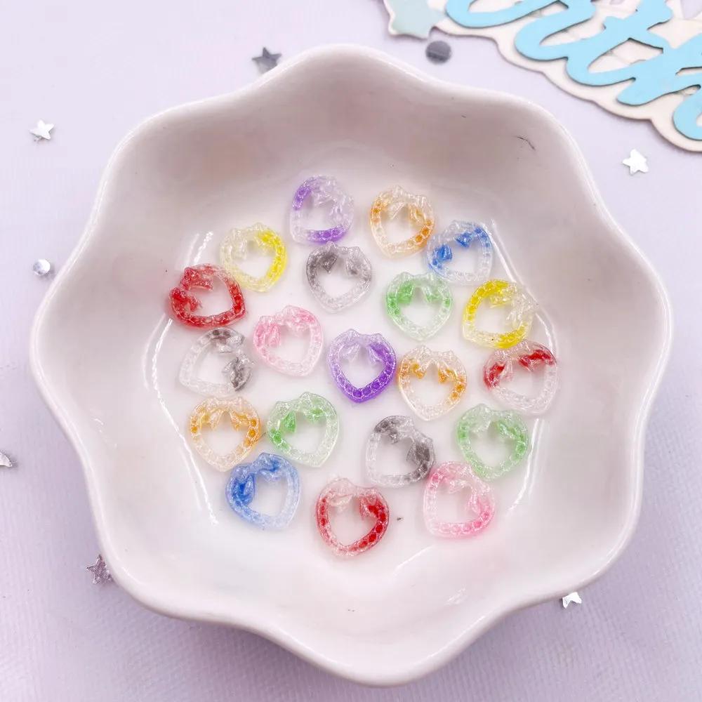 50pcs Glitter Mixed Resin Colorful Cute Bowknot Heart Nail Art Flat Back Rhinestone Applique DIY Wedding Scrapbooks Decor