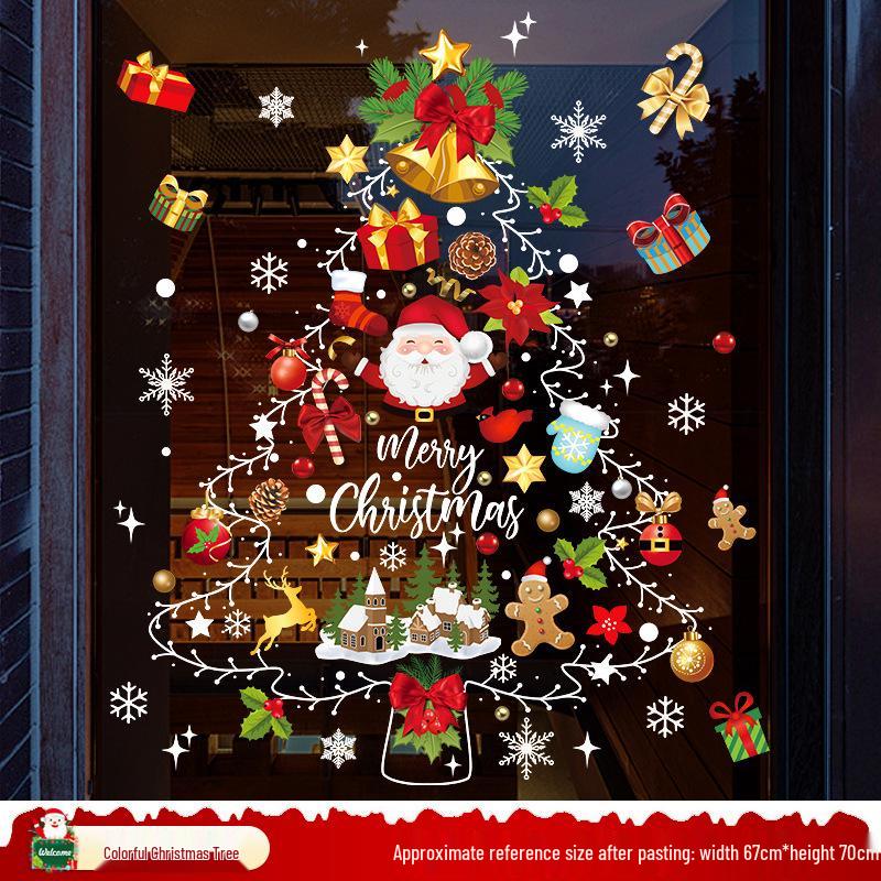 Santa Claus Christmas Window Clings - Tree, Door Stickers & Ornament Decor