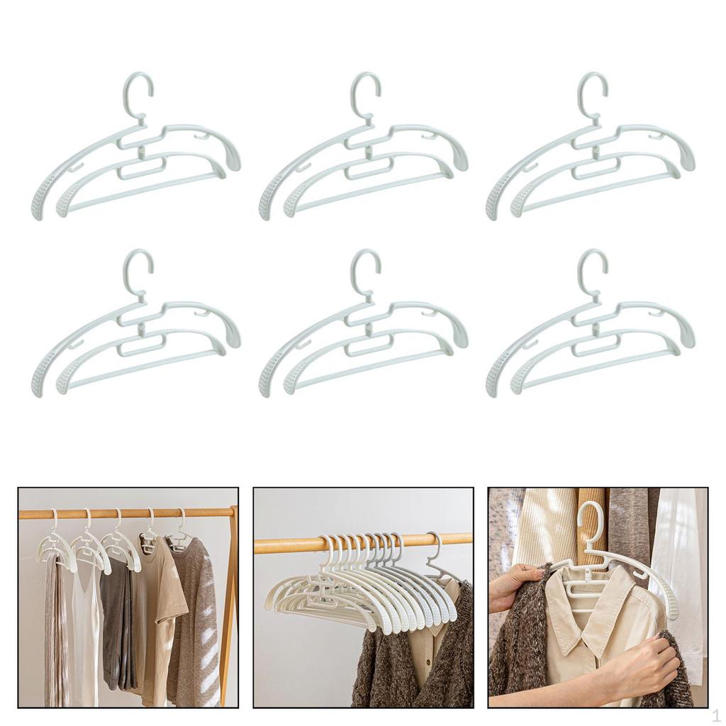 6 Piece Clothes Set Storage Hanger Versatile Double Layer Shoulder Shape Good Support for