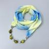 Chic Printed Scarf Necklace with Pearl and Bead Accents – Lightweight Chiffon Infinity Scarf for Women, Fashion Statement Accessory