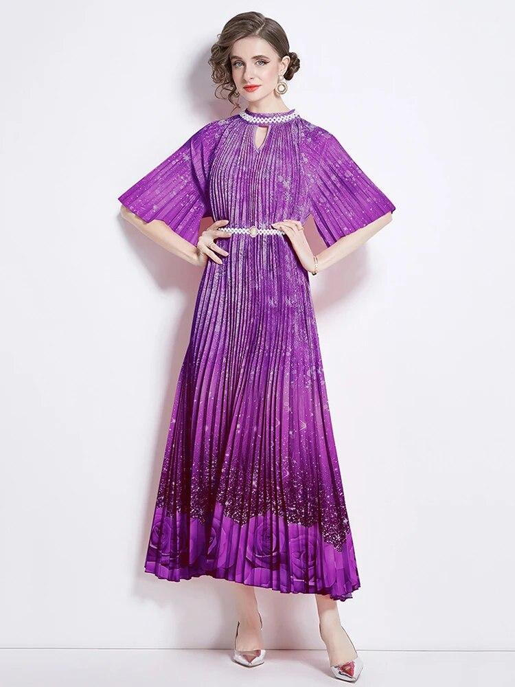 

XITAO Плиссированное платье градиентного цвета с цветочным принтом пиона LYD1879 One Size фиолетовый