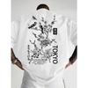 Summer Men's Casual Print Japanese-Style Simple T-shirt Breathable 100% Cotton Short Sleeve Perfect
