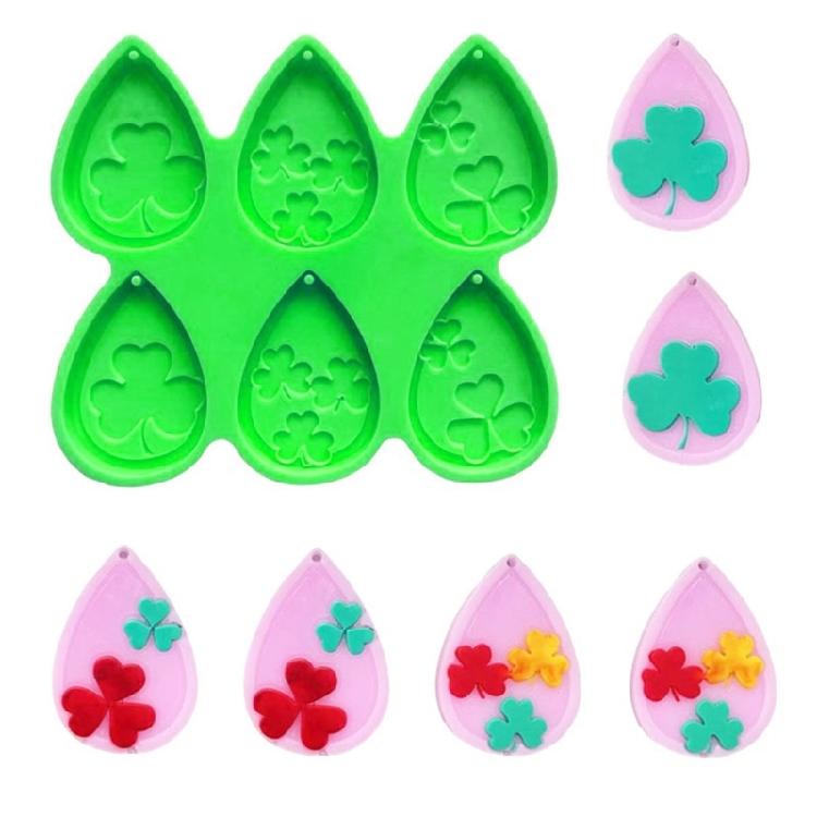 

Earrings Silicone Mold Clovers Epoxy Resin Ear Drop Molds DIY Handmade Crafts 1 зелёный
