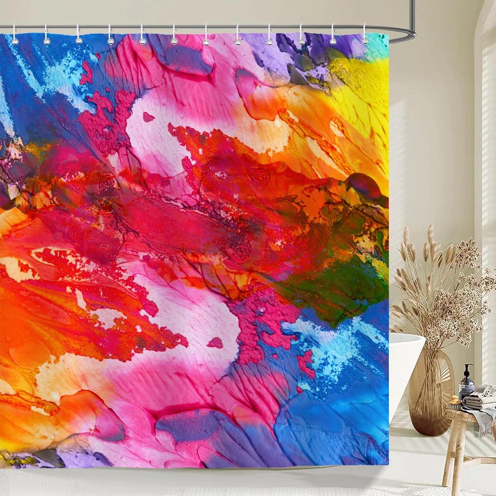 Waterproof Polyester Colorful Shower Curtain Modern Color Print For Bathroom Curtain Long 180*200Cm Shower Curtains Cortina