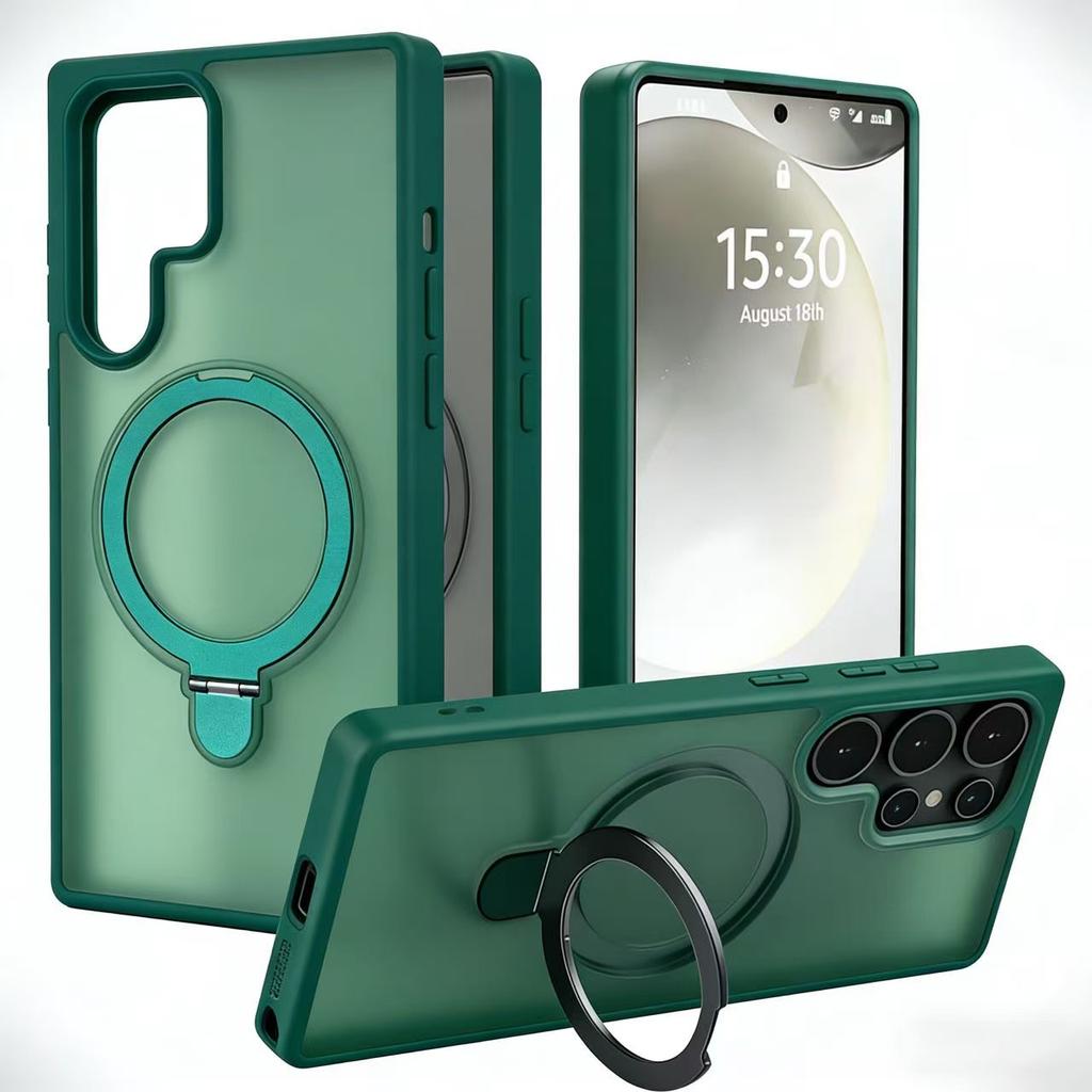 Case for Samsung S25 S24 S23 S22 Ultra Magnetic Bracket Protective Cover Anti-Fingerprint Shock Proof With Holder Tough Case