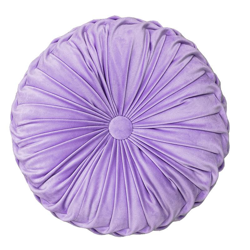 Pernă pentru pernă din catifea de lux europeană, țesătură rotundă, lucrată manual, plisată, cu roți, dovleac, 35 cm