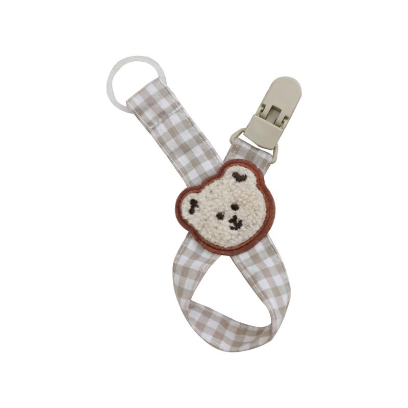 Stylish Newborn Pacifier Holder with Bear Rabbit Decorations Cloth Wood Pacifier Clip Gift for Baby Showers & Birthdays
