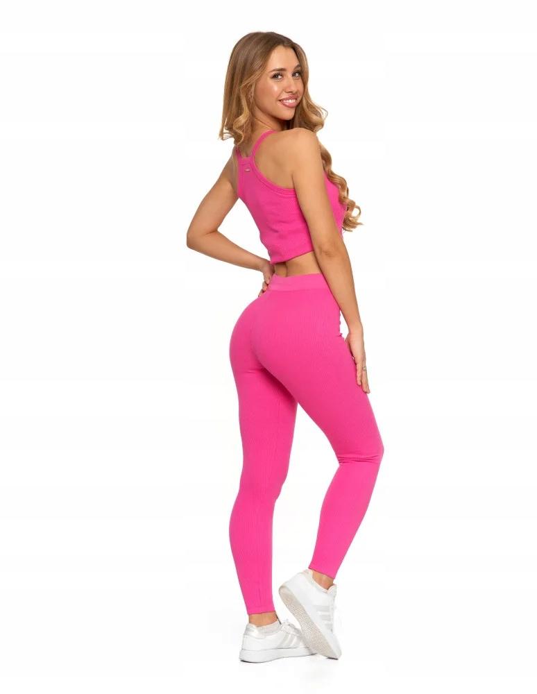 Women's Cotton Leggings with Wide Elastic Waistband Fit Elastic MORAJ XXL FUCHSIA