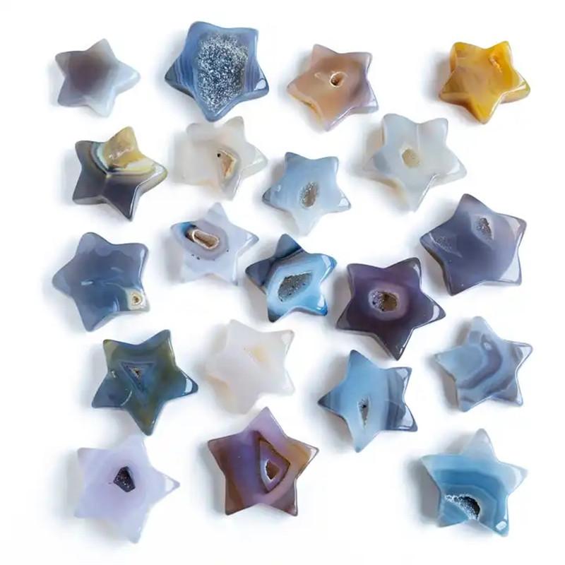 

High quality natural crystal druzy agate star folk crafts hand carved reiki stone for home decoration