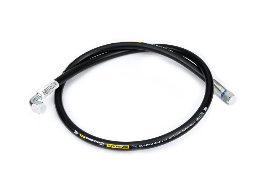 Smooth Hydraulic Hose with Seal - Thread M18X1.5 Straight/90 Degrees (Elbow) L-1500Mm Dn10-1Sn (Ak-10-1500; P11P12) 18.0Mpa Waryński
