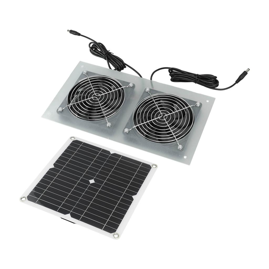 15W Solar Panel Powered Fan Efficient Solar Powered Dual Fan Kits for Chicken Coop Greenhouses Shed