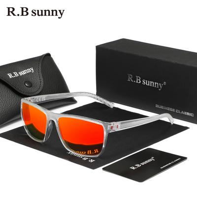 RBsunny Polarized Rectangle Men's Sunglasses Sports TR90 Mirror Lens UV400 Eye Protection Glasses Driving Anti-glare Eyewear