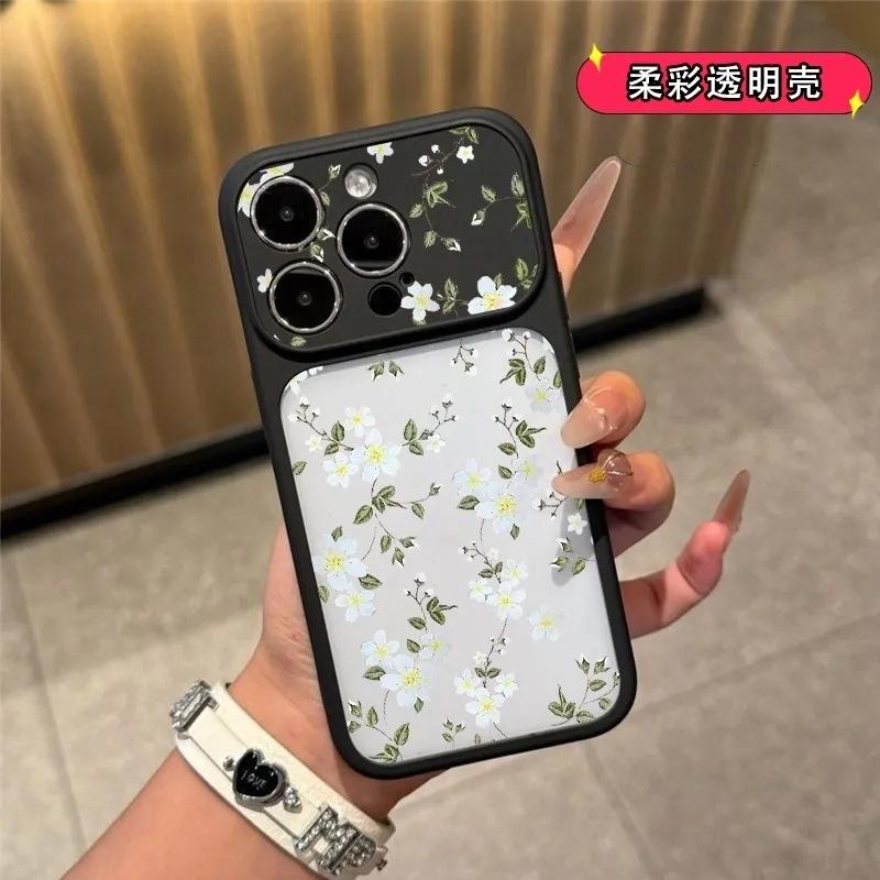 Full Screen Green Leaves and White Flowers Are Suitable for Apple 11/11Pro Skin Feeling Acrylic Mobile Phone Case IP11/11/11 Fresh 11