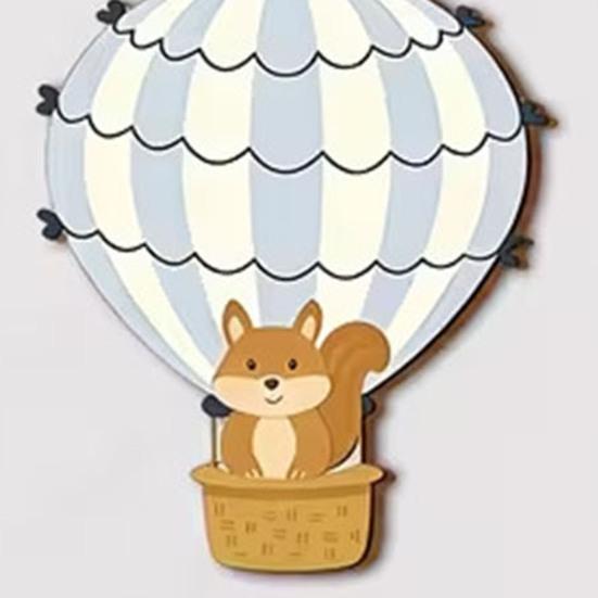 5 Pcs Wooden Star Cloud Hot Air Balloon Nursery Decor Boho Style Cartoon Animals Hot Air Balloon Wall Art for Kids Bedroom Classroom Playroom