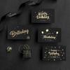 Black Birthday Greeting Card Bronzing Invitations Postcard Wishes Blessing Message Cards Small Card Blank with Envelope