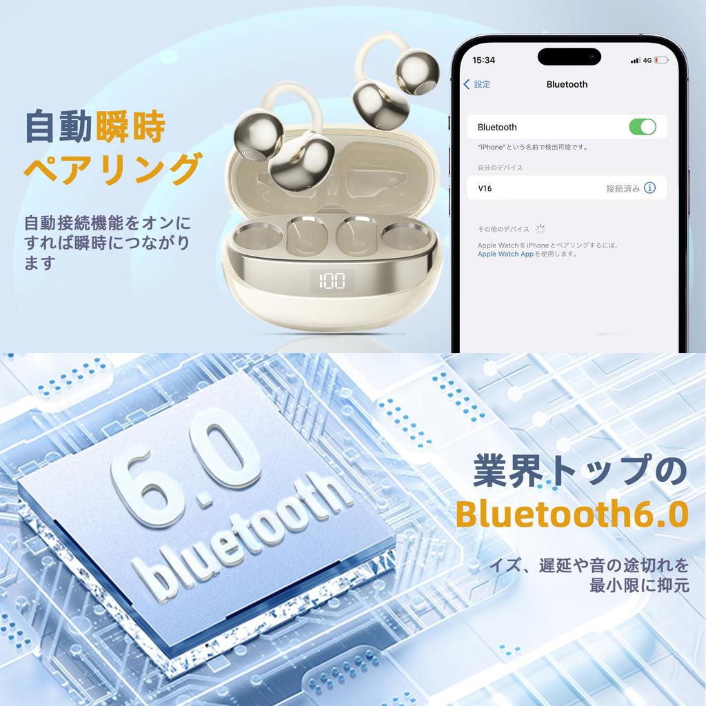 Sonlau Wireless Bluetooth Earphones, Over-the-Ear [Wireless Open Earbuds, Comfortable Fit, IPX5 Waterproof, Built-in Microphone] Bluetooth 6.0, Bone